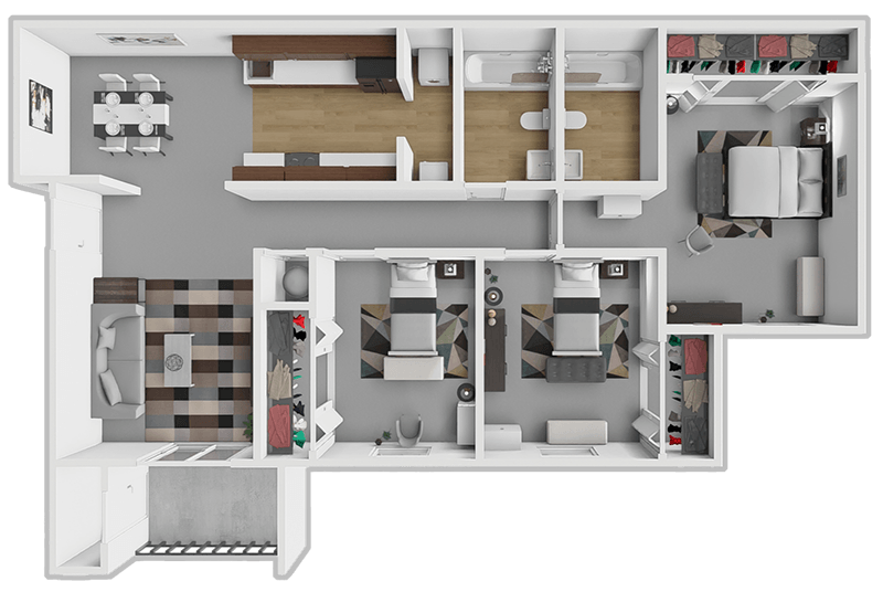 3 Bedroom 2 Bath floor plan